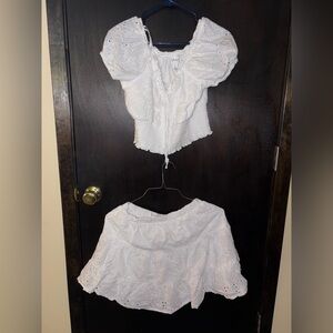 White Eyelet Skirt Set